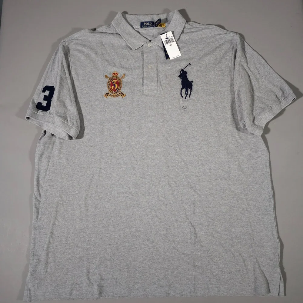 Polo Ralph Lauren Polo Shirt Mens 3XLT Grey Big Pony Crest Short Sleeve